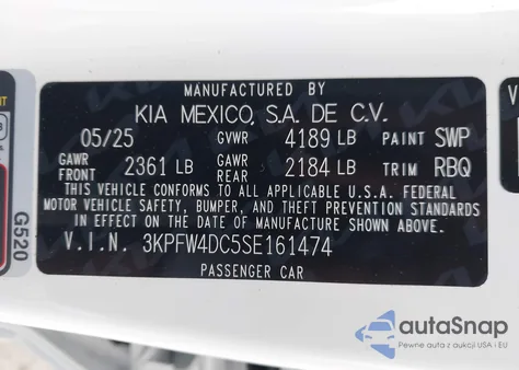 2025 Kia K4 Gt-Line Turbo из США, поврежденный, VIN 3KPFW4DC5SE161474